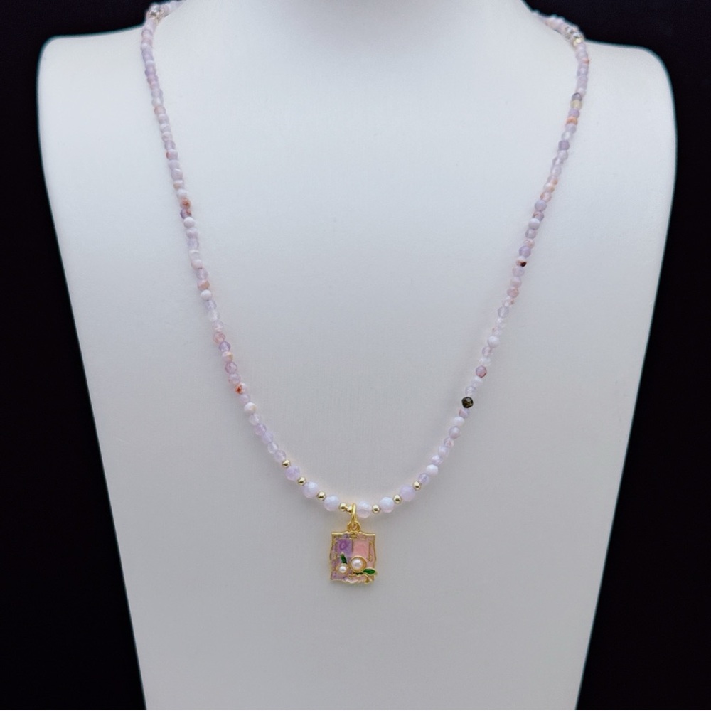 GB77 New Handmade Lavender Purple Amethyst Layers Bracelet Necklace 2in1 19+5” - Picture 6 of 6